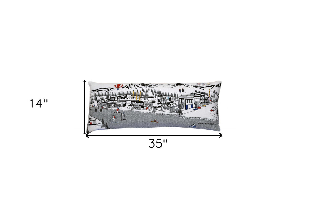 35" White Bend Daylight Skyline Lumbar Decorative Pillow - Homeroots - Flyclothing LLC