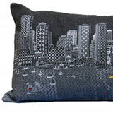 35" Black Boston Nighttime Skyline Lumbar Decorative Pillow - Homeroots - Flyclothing LLC