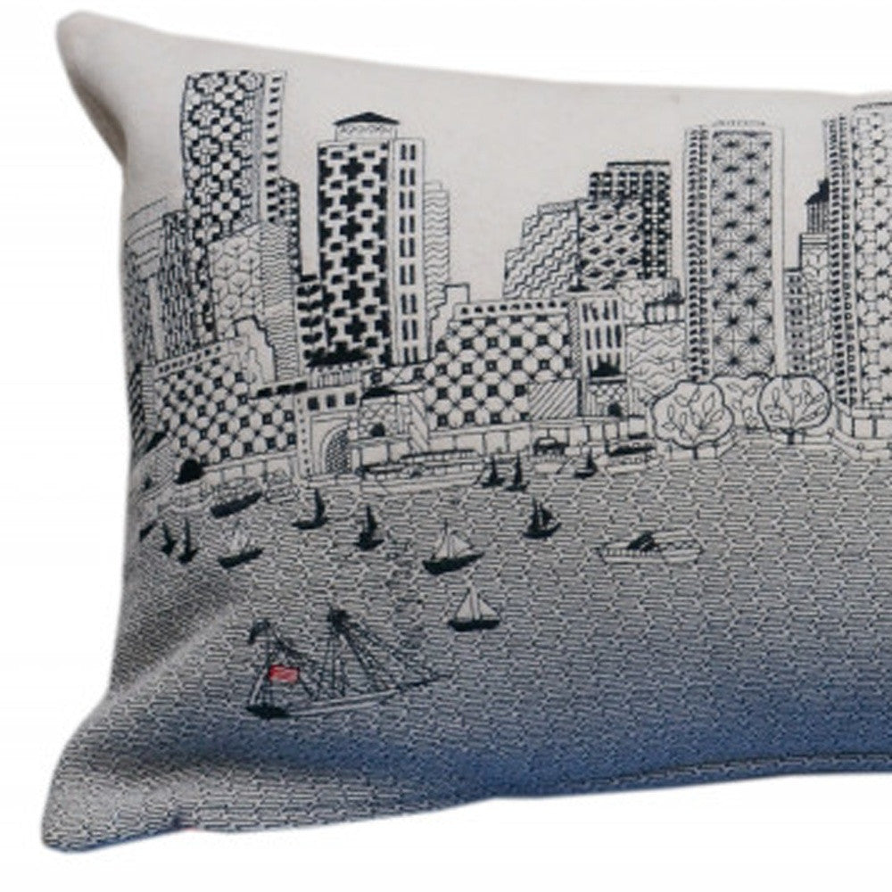 35" White Boston Daylight Skyline Lumbar Decorative Pillow - Homeroots - Flyclothing LLC