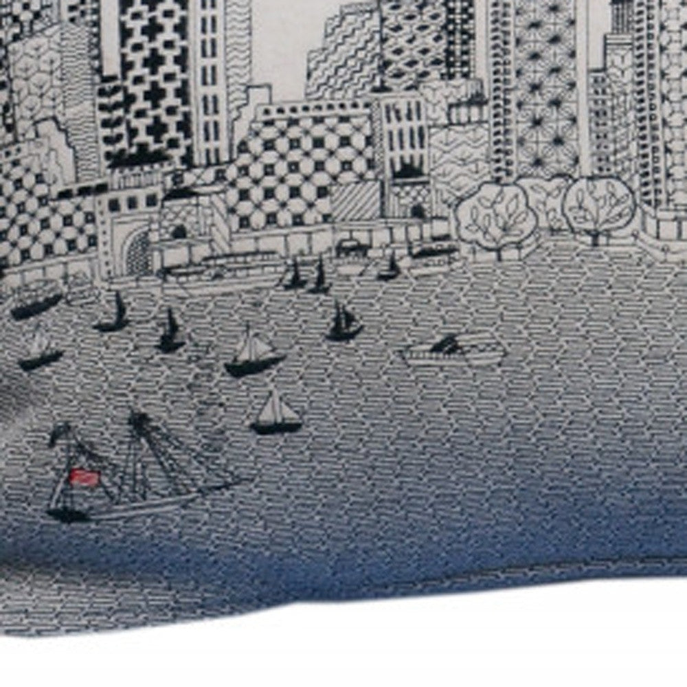 35" White Boston Daylight Skyline Lumbar Decorative Pillow - Homeroots - Flyclothing LLC