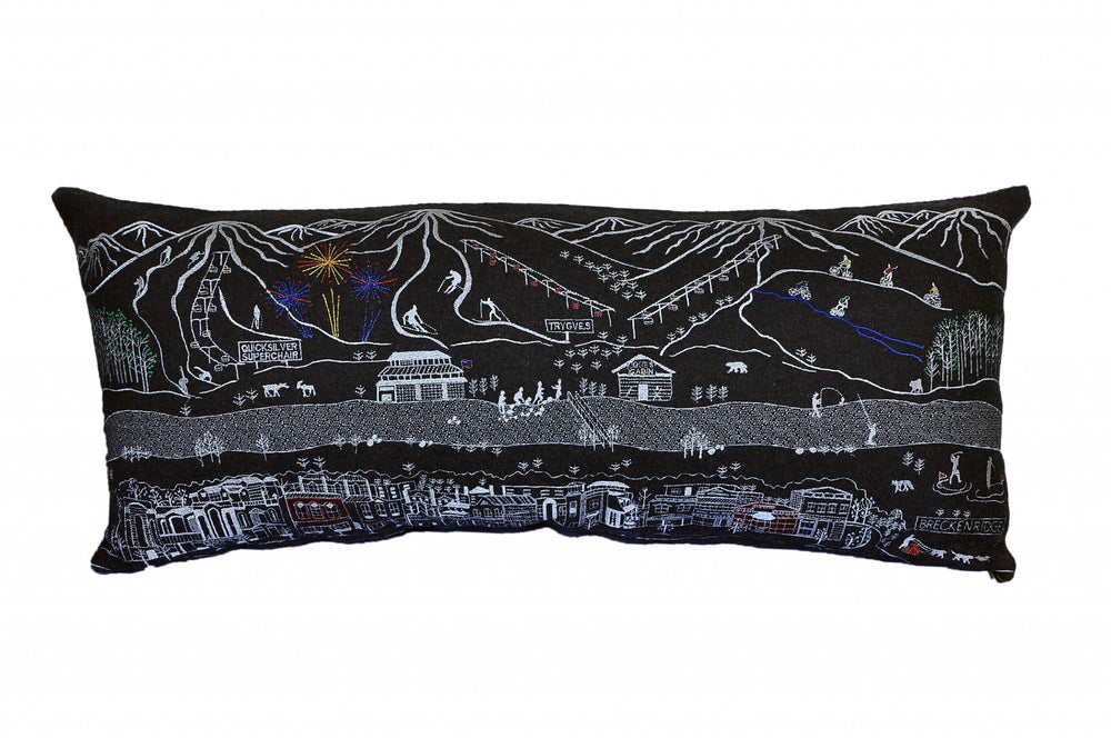 35" Black Breckenridge Nighttime Skyline Lumbar Decorative Pillow - Homeroots - Flyclothing LLC