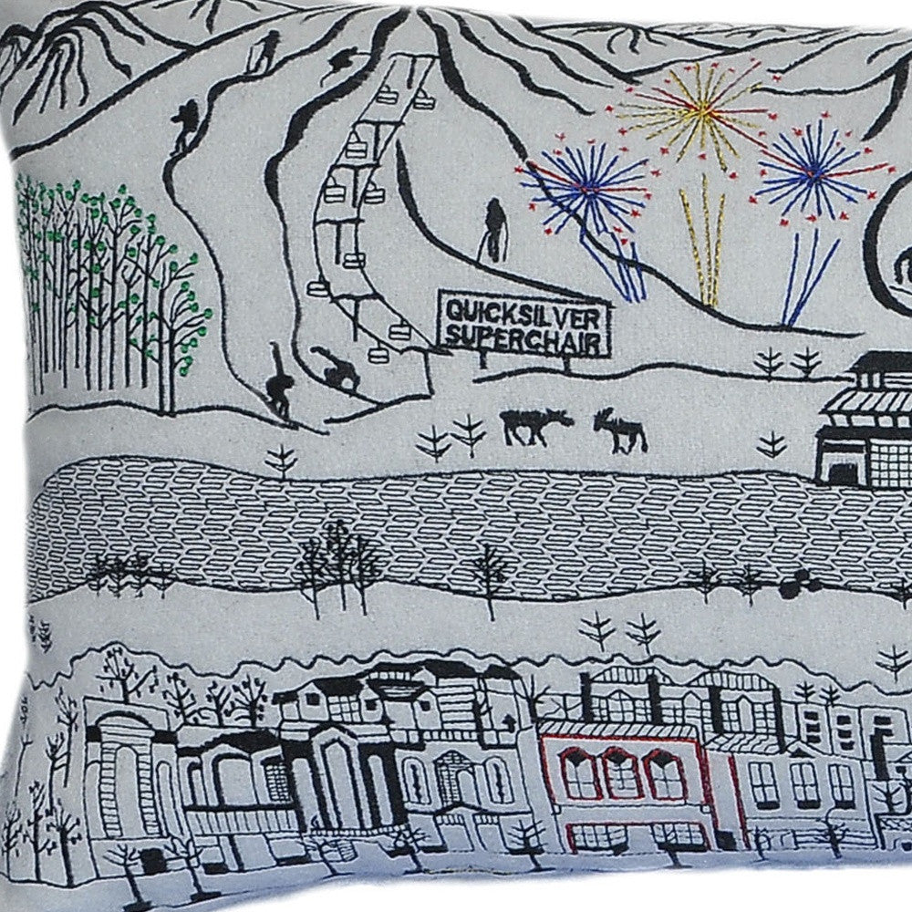 35" White Breckenridge Daylight Skyline Lumbar Decorative Pillow - Homeroots - Flyclothing LLC