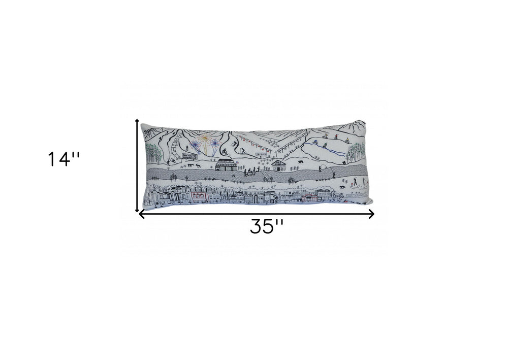 35" White Breckenridge Daylight Skyline Lumbar Decorative Pillow - Homeroots - Flyclothing LLC