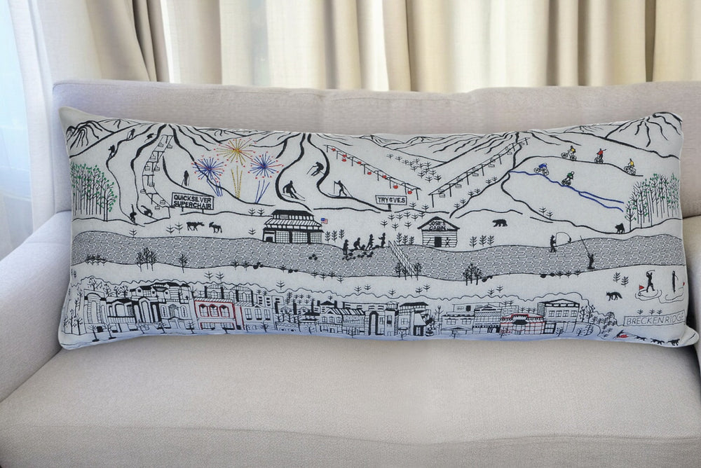 35" White Breckenridge Daylight Skyline Lumbar Decorative Pillow - Homeroots - Flyclothing LLC