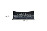 35" Black Cleveland Nighttime Skyline Lumbar Decorative Pillow - Homeroots - Flyclothing LLC