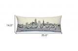 35" White Cleveland Daylight Skyline Lumbar Decorative Pillow - Homeroots - Flyclothing LLC