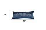 35" Black Dallas Nighttime Skyline Lumbar Decorative Pillow - Homeroots - Flyclothing LLC