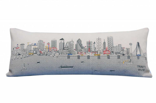 35" White Dallas Daylight Skyline Lumbar Decorative Pillow - Homeroots