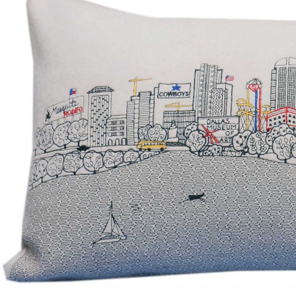 35" White Dallas Daylight Skyline Lumbar Decorative Pillow - Homeroots - Flyclothing LLC
