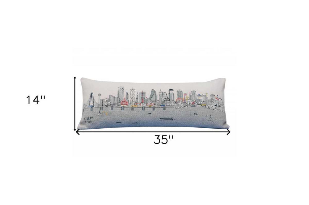 35" White Dallas Daylight Skyline Lumbar Decorative Pillow - Homeroots - Flyclothing LLC
