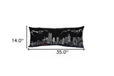 35" Black Denver Nighttime Skyline Lumbar Decorative Pillow - Homeroots - Flyclothing LLC