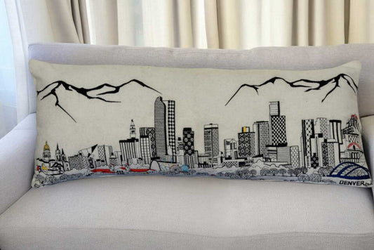 35" White Denver Daylight Skyline Lumbar Decorative Pillow - Homeroots