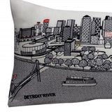 35" White Detroit Daylight Skyline Lumbar Decorative Pillow - Homeroots - Flyclothing LLC