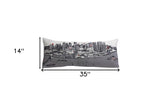 35" White Detroit Daylight Skyline Lumbar Decorative Pillow - Homeroots - Flyclothing LLC