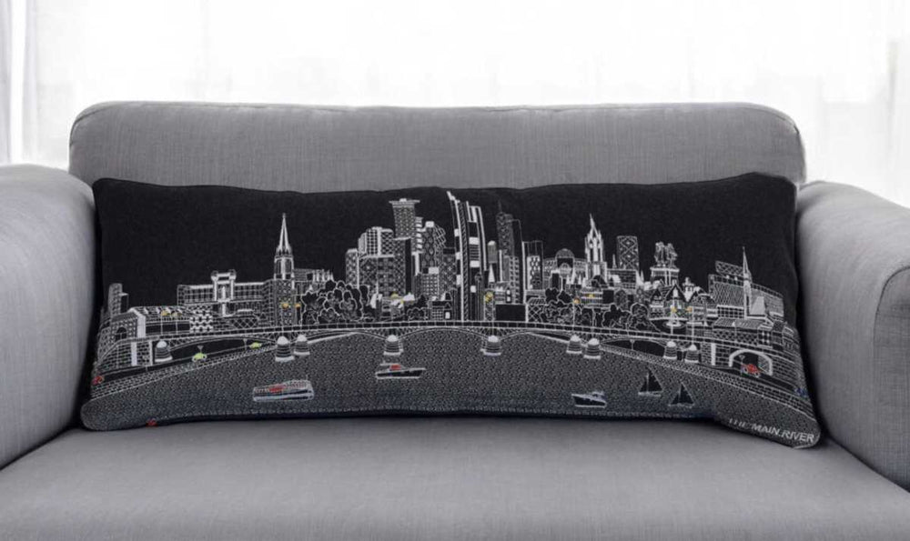 35" Black Frankfurt Nighttime Skyline Lumbar Decorative Pillow - Homeroots - Flyclothing LLC