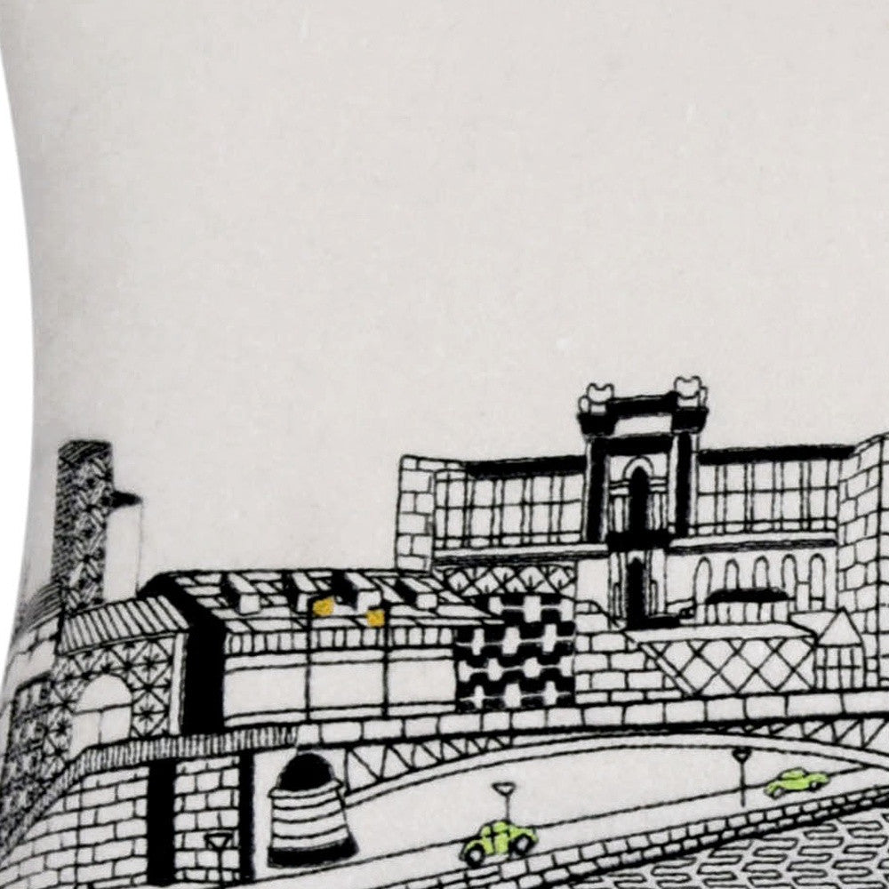 35" White Frankfurt Daylight Skyline Lumbar Decorative Pillow - Homeroots - Flyclothing LLC