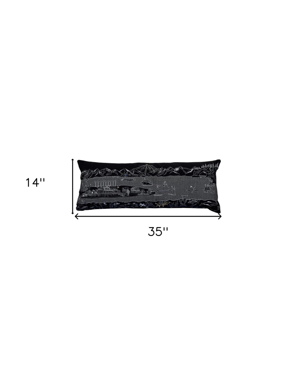 35" Black Homer Spit Nighttime Skyline Lumbar Decorative Pillow - Homeroots - Flyclothing LLC