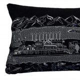 35" Black Homer Spit Nighttime Skyline Lumbar Decorative Pillow - Homeroots - Flyclothing LLC