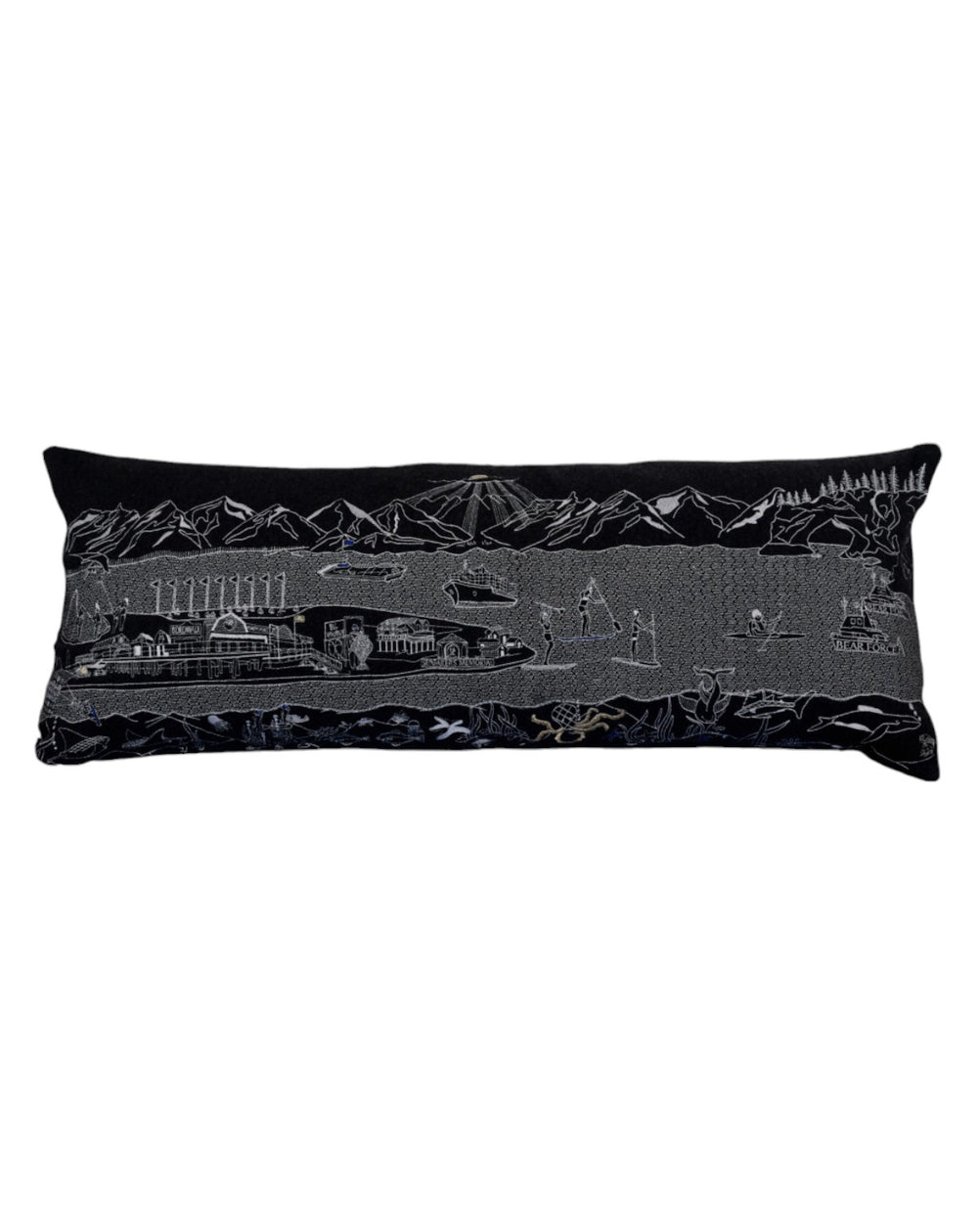35" Black Homer Spit Nighttime Skyline Lumbar Decorative Pillow - Homeroots - Flyclothing LLC