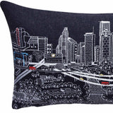 35" Black Houston Nighttime Skyline Lumbar Decorative Pillow - Homeroots - Flyclothing LLC