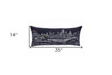 35" Black Houston Nighttime Skyline Lumbar Decorative Pillow - Homeroots - Flyclothing LLC