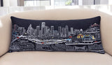35" Black Houston Nighttime Skyline Lumbar Decorative Pillow - Homeroots - Flyclothing LLC