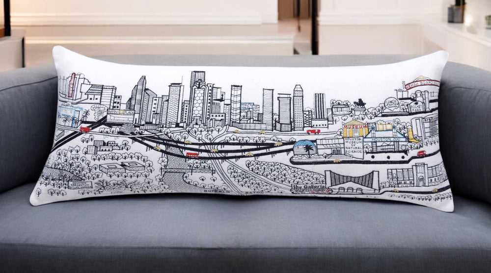 35" White Houston Daylight Skyline Lumbar Decorative Pillow - Homeroots - Flyclothing LLC