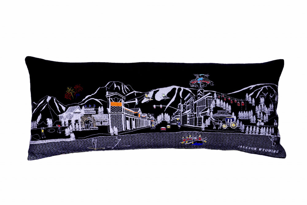 35" Black Jackson Nighttime Skyline Lumbar Decorative Pillow - Homeroots - Flyclothing LLC