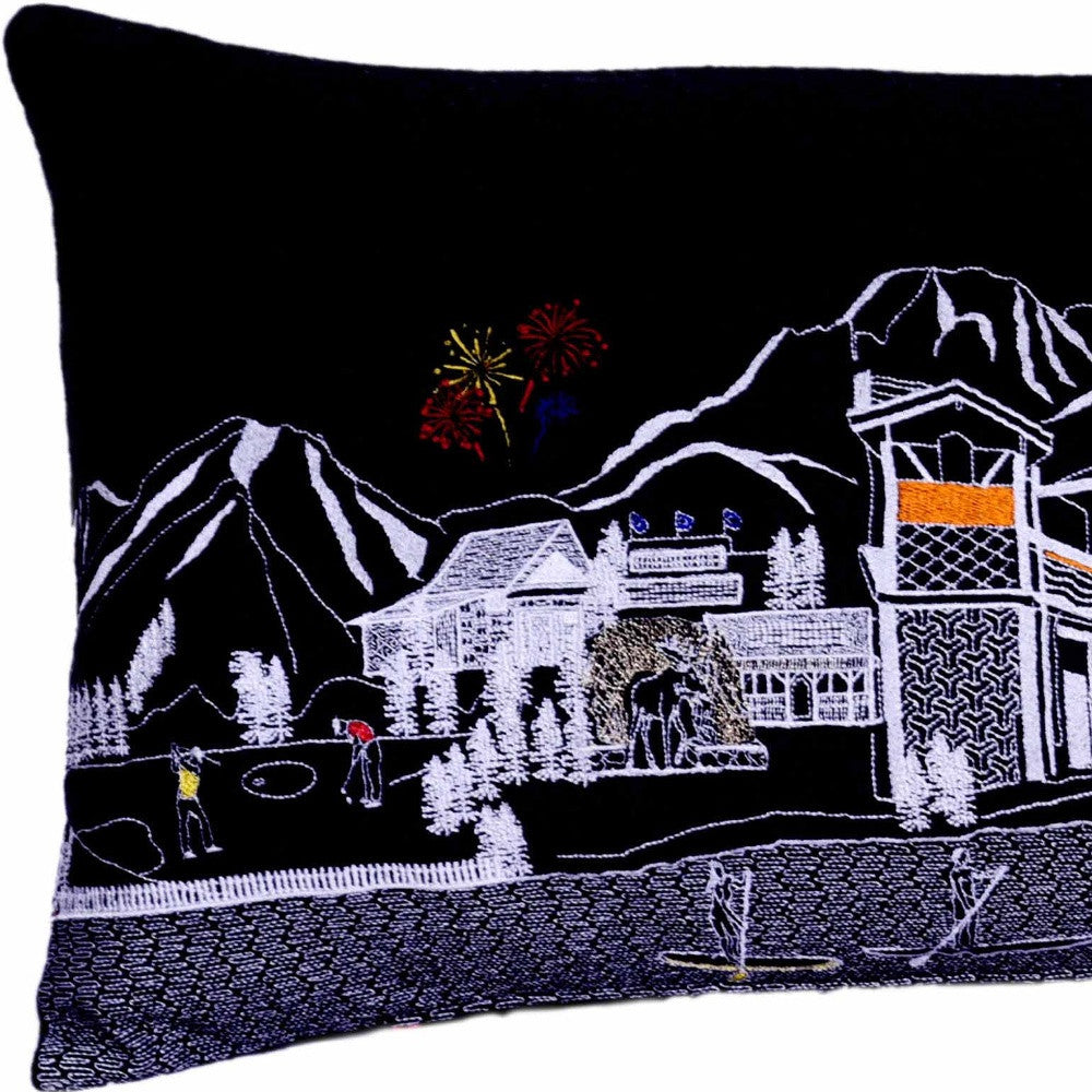 35" Black Jackson Nighttime Skyline Lumbar Decorative Pillow - Homeroots - Flyclothing LLC