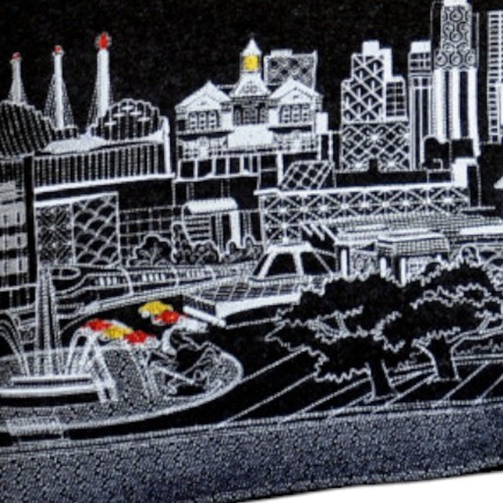 35" Black Kansas City Nighttime Skyline Lumbar Decorative Pillow - Homeroots - Flyclothing LLC