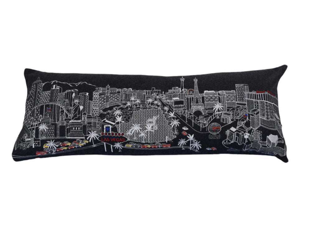 35" Black as Vegas Nighttime Skyline Lumbar Decorative Pillow - Homeroots - Flyclothing LLC