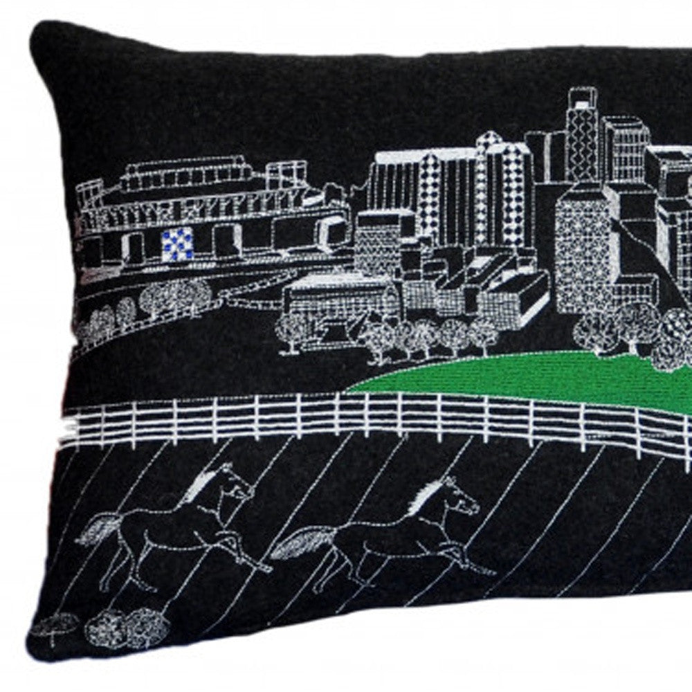 35" Black Lexington Nighttime Skyline Lumbar Decorative Pillow - Homeroots - Flyclothing LLC