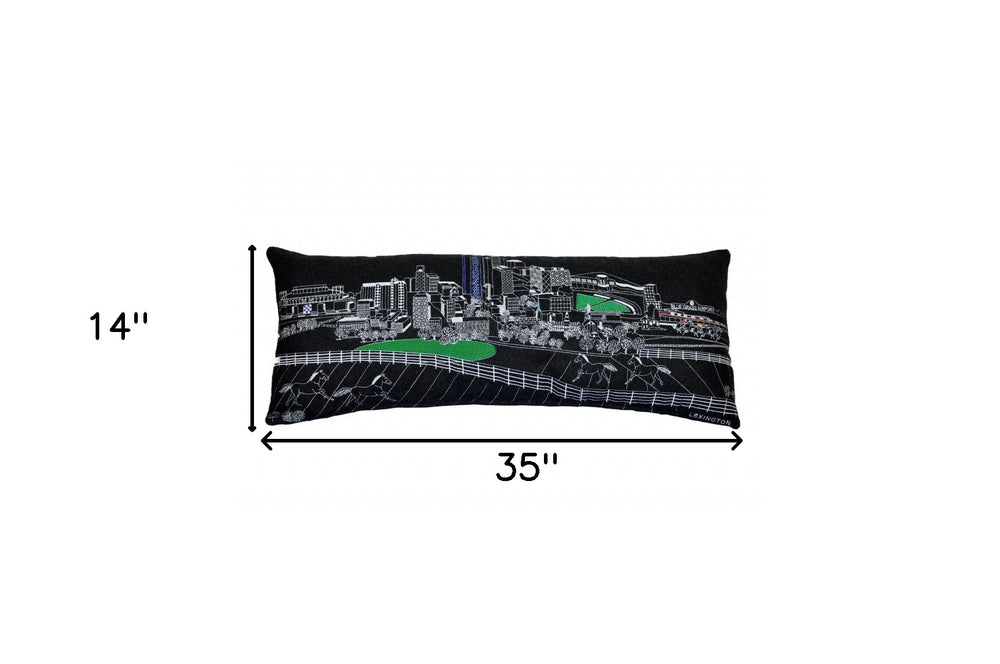 35" Black Lexington Nighttime Skyline Lumbar Decorative Pillow - Homeroots - Flyclothing LLC