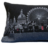 35" Black London Nighttime Skyline Lumbar Decorative Pillow - Homeroots - Flyclothing LLC