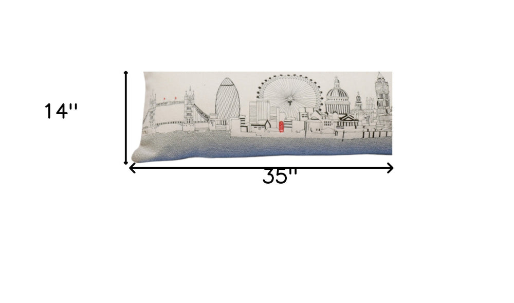 35" White London Daylight Skyline Lumbar Decorative Pillow - Homeroots - Flyclothing LLC