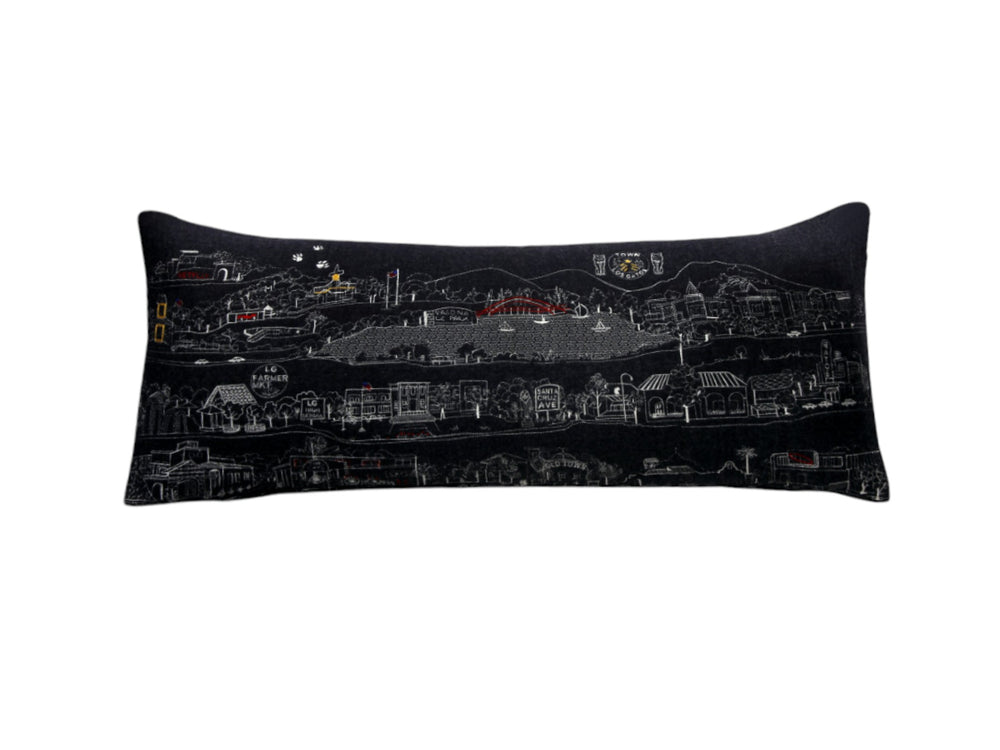 35" Black Los Gatos Nighttime Skyline Lumbar Decorative Pillow - Homeroots - Flyclothing LLC