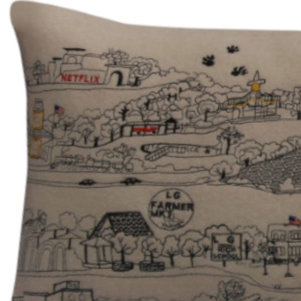 35" White Los Gatos Daylight Skyline Lumbar Decorative Pillow - Homeroots - Flyclothing LLC
