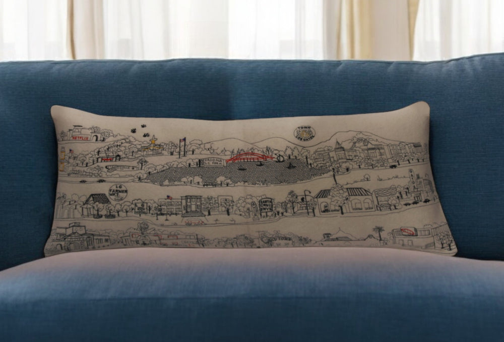 35" White Los Gatos Daylight Skyline Lumbar Decorative Pillow - Homeroots - Flyclothing LLC