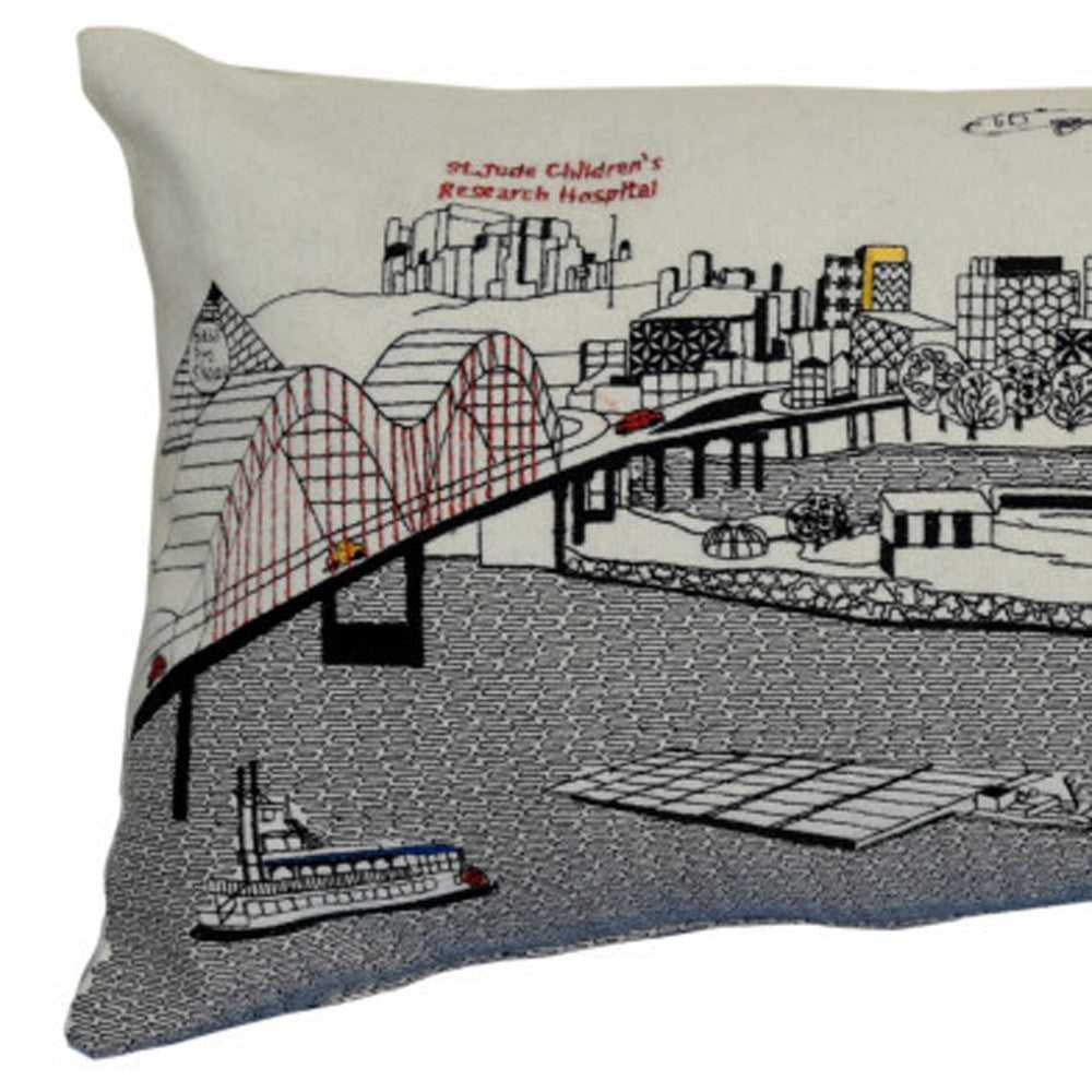 35" White Memphis Daylight Skyline Lumbar Decorative Pillow - Homeroots - Flyclothing LLC