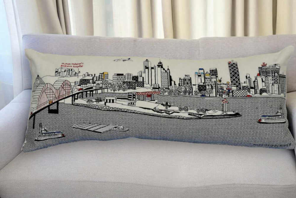 35" White Memphis Daylight Skyline Lumbar Decorative Pillow - Homeroots - Flyclothing LLC