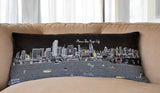 35" Black Miami Nighttime Skyline Lumbar Decorative Pillow - Homeroots - Flyclothing LLC