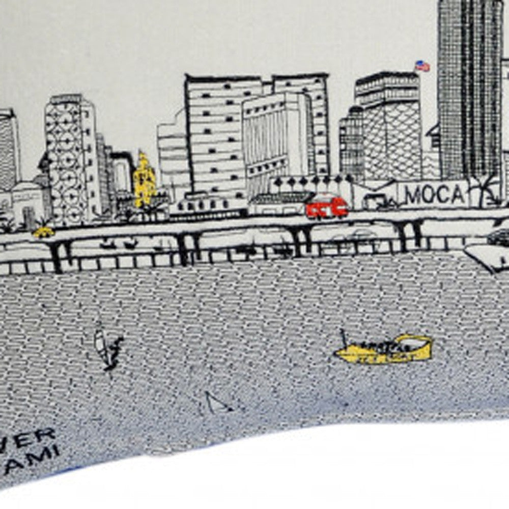 35" White Miami Daylight Skyline Lumbar Decorative Pillow - Homeroots - Flyclothing LLC