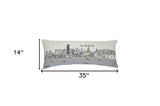35" White Miami Daylight Skyline Lumbar Decorative Pillow - Homeroots - Flyclothing LLC