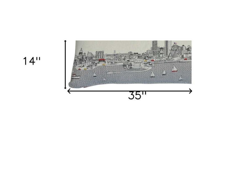 35" White Milwaukee Daylight Skyline Lumbar Decorative Pillow - Homeroots - Flyclothing LLC