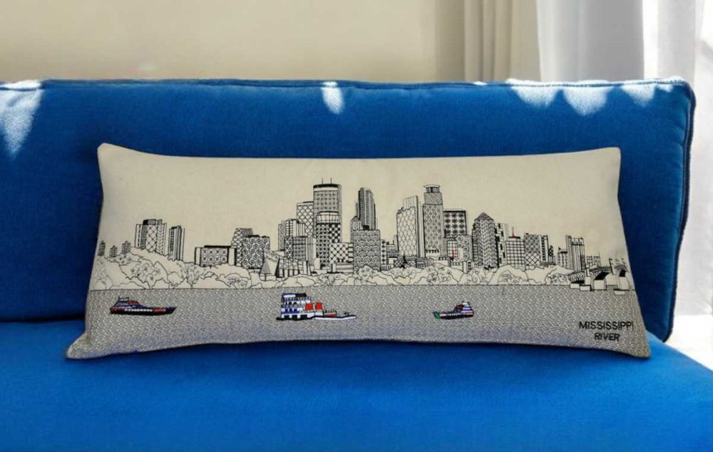 35" White Minneapolis Daylight Skyline Lumbar Decorative Pillow - Homeroots - Flyclothing LLC