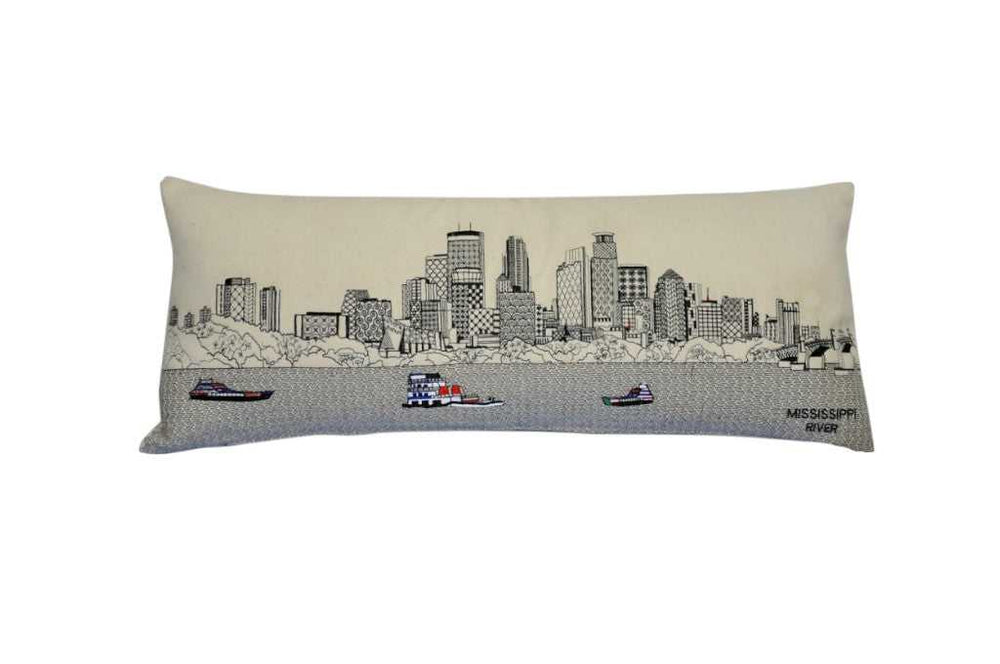 35" White Minneapolis Daylight Skyline Lumbar Decorative Pillow - Homeroots - Flyclothing LLC