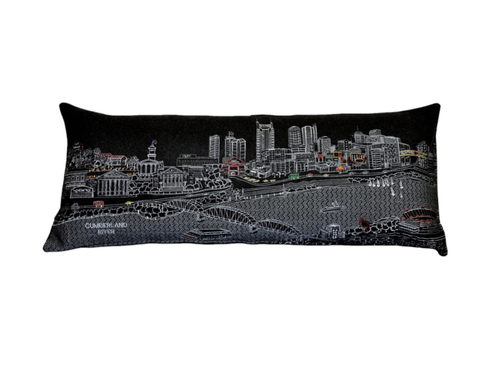 35" Black Nashville Nighttime Skyline Lumbar Decorative Pillow - Homeroots - Flyclothing LLC