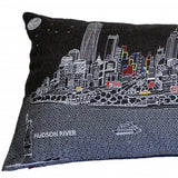 35" Black NYC Nighttime Skyline Lumbar Decorative Pillow - Homeroots - Flyclothing LLC