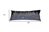 35" Black NYC Nighttime Skyline Lumbar Decorative Pillow - Homeroots - Flyclothing LLC