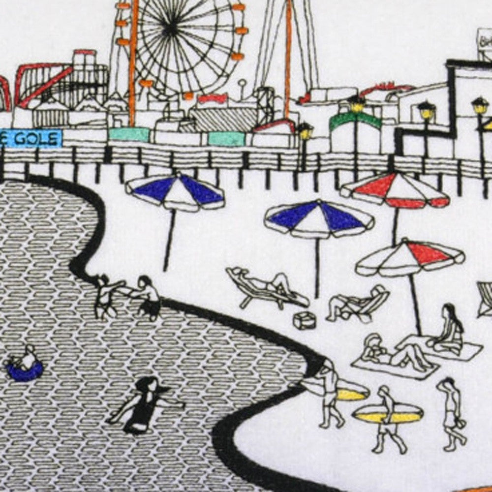 35" White Ocean City MD Daylight Skyline Lumbar Decorative Pillow - Homeroots - Flyclothing LLC